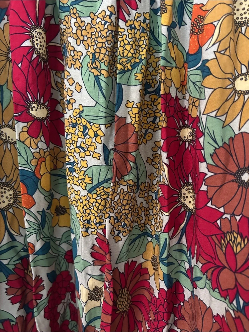 NATURAL LIFE Retro Floral Maxi Skirt in Red, Yellow & Green - Picture 10 of 12